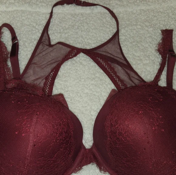 Victoria's Secret: Very Sexy Push-up Harness Burgundy Red Lace Bra. Size 40DD. - Picture 5 of 15